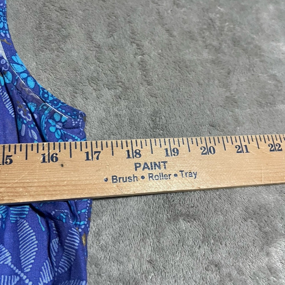 Vintage R&K Dress Womens 10 Blue Floral Maxi Tie Back Hippie Boho Whimsy Fairy - Picture 3 of 5